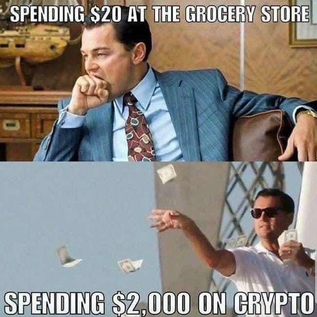 Spend 20 Dollars At The Grocery Store Vs Spending 2000 On Crypo - Crypto Memes