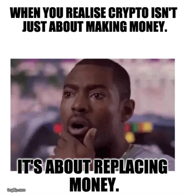 When You Realise Crypto Isn't Just About Making Money It's About Replacing Money - Crypto Memes