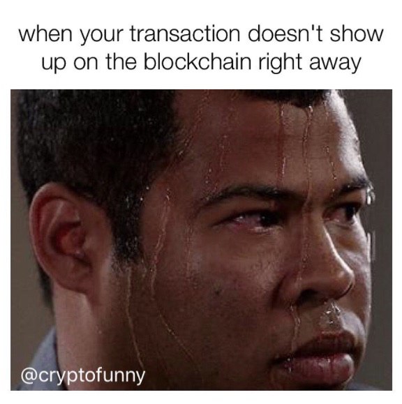 When Your Transaction Doesn't Show Up On The Blockchain Right Away - Crypto Memes