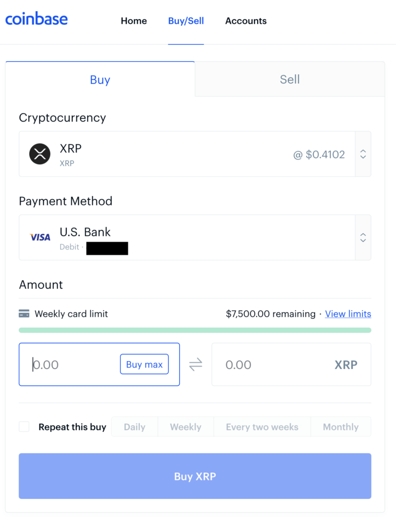 How To Buy Ripple XRP With A Debit Card and Bank Account Screenshot